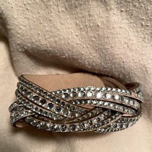 Leather and rhinestones bracelets